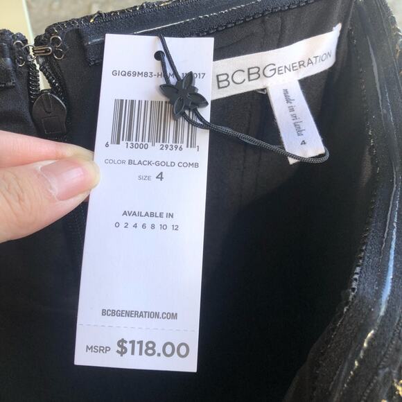 BCBGeneration Gold Lace Faux Leather Dress - Picture 6 of 6